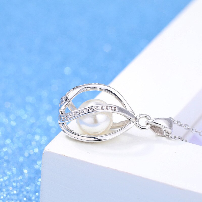 925 Stamp Silver Color Chains And Necklaces For Women Neck Jewelry Charm Lucky Elegant Pearl Pendant Wedding Party