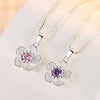925 Stamp Silver Color Chains And Necklaces For Women Neck Jewelry Charm Pink Purple Peach Blossom Pendant Wedding Birthday