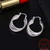 925 Stamp Silver Color Four Layers Personalized Small Hoop Earrings For Women Wedding Christmas Jewelry Christmas Gift