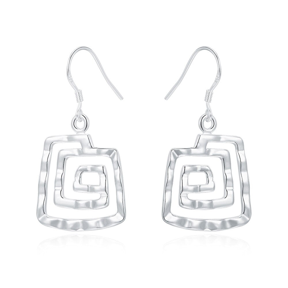 925 Stamp Silver Color Spiral Circle Dangle Earrings Women's Accessories Wedding  Jewelry Christmas Female 2022 GaaBou