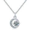 925 Stamp Silver Color Star Moon Pendant Zircon Crystals Necklace For Women Engagement Wedding Party  Quality Jewelry