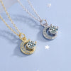 925 Stamp Silver Color Star Moon Pendant Zircon Crystals Necklace For Women Engagement Wedding Party  Quality Jewelry