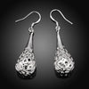 925 Stamp Silver Color Water Drop Hollow Drop Earrings For Women Wedding Earrings Hanging Party Jewelry 2022 Trend Christmas