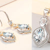 925 Stamp Silver Color Water Drop Zircon Pendant Necklace Earrings Jewelry Sets For Women Wedding Bridal  Juwellery Set