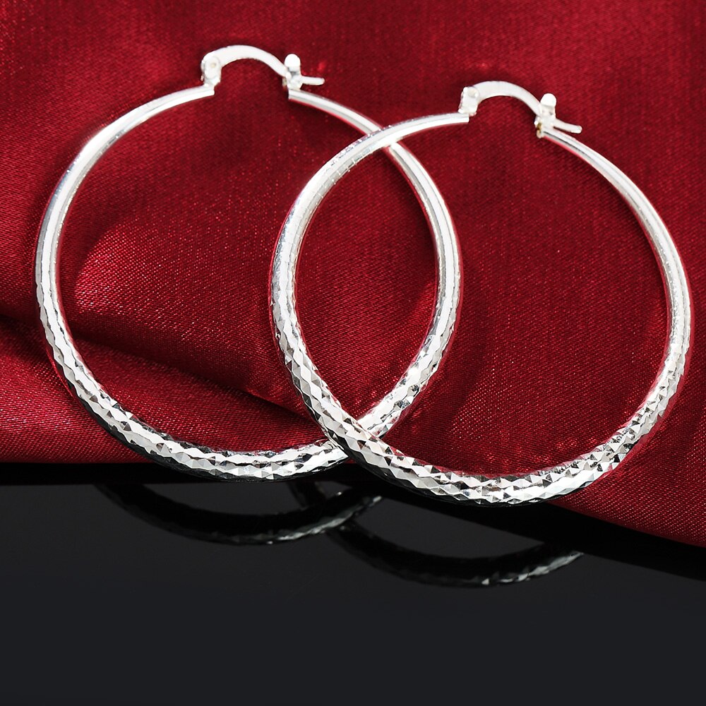 925 Stamp Silver Color Women's 51MM/5.1CM Hoop Earrings Round Wedding Engagement Party Women Jewelry Christmas GaaBou