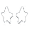 925 Stamp Silver Color Women's 55MM/5.5CM Star Hoop Earrings Wedding Party Jewelry Female Christmas Gift 2022 GaaBou