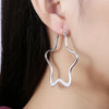 925 Stamp Silver Color Women's 55MM/5.5CM Star Hoop Earrings Wedding Party Jewelry Female Christmas Gift 2022 GaaBou