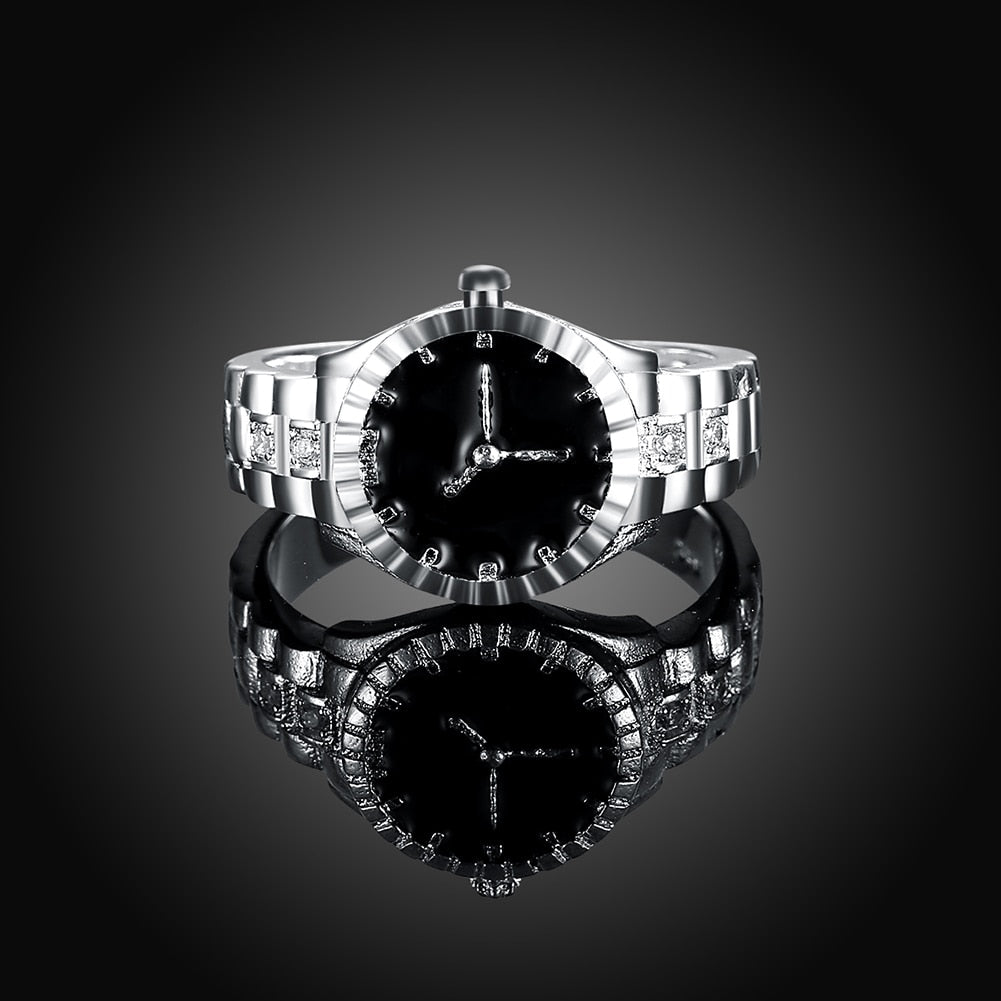 925 Stamp Silver Color Wrist Watch Zircon Rings For Women Wedding Engagement  Jewelry Gift Female GaaBou Jewellery