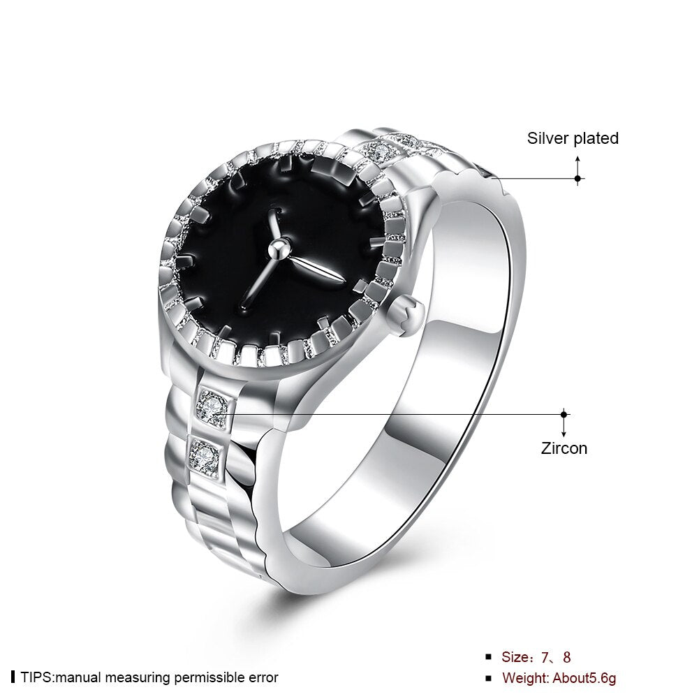 925 Stamp Silver Color Wrist Watch Zircon Rings For Women Wedding Engagement  Jewelry Gift Female GaaBou Jewellery