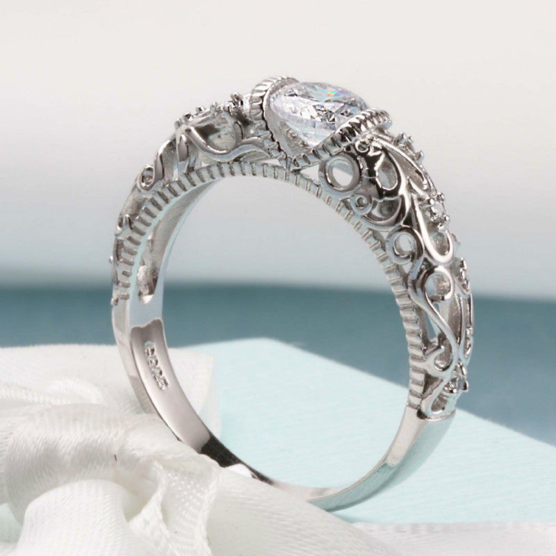 925 Sterling Silver CZ Engagement Rings for Women Silver Engagement Ring Zirconia Romantic Female Rings Jewelry Gift