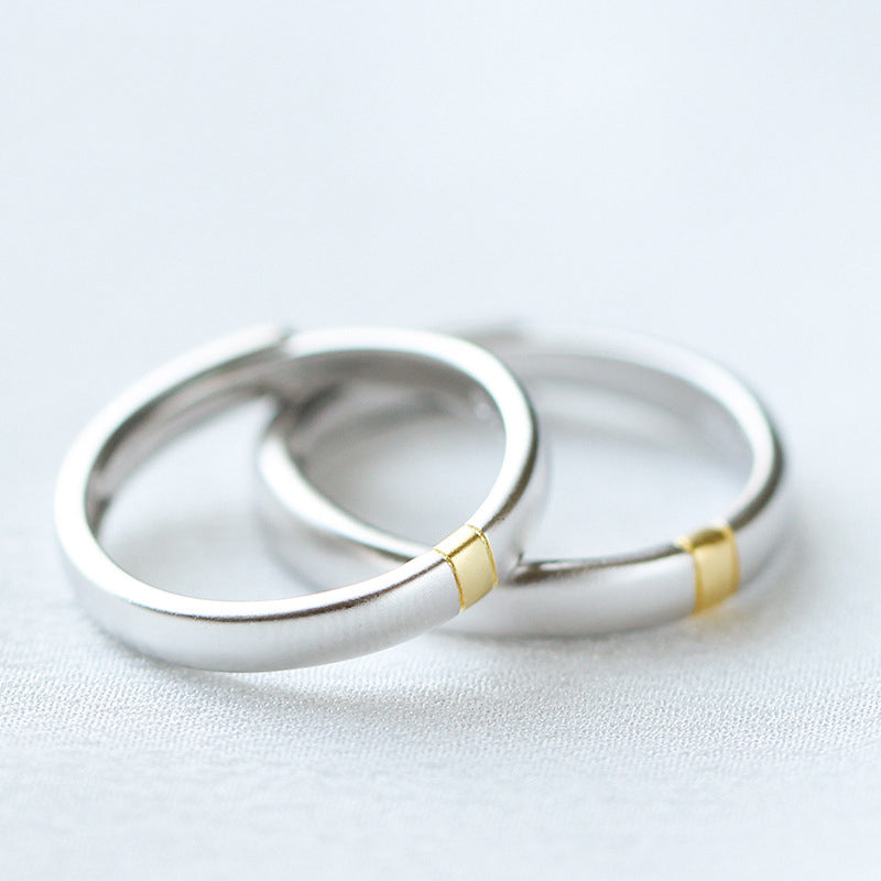 925 Sterling Silver Couple Rings For Women Men Lovers Original Design Minimalist Adjustable Ring Gold Color Jewelry Accessories