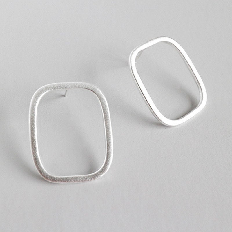 925 Sterling Silver Punk Rectangle Earrings For Women Fashion Jewelry Geometry Brincos