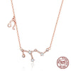 925 sterling silver 12 constellation rose gold pendant necklace fit women clear CZ necklace jewelry wedding gift