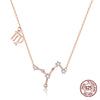 925 sterling silver 12 constellation rose gold pendant necklace fit women clear CZ necklace jewelry wedding gift