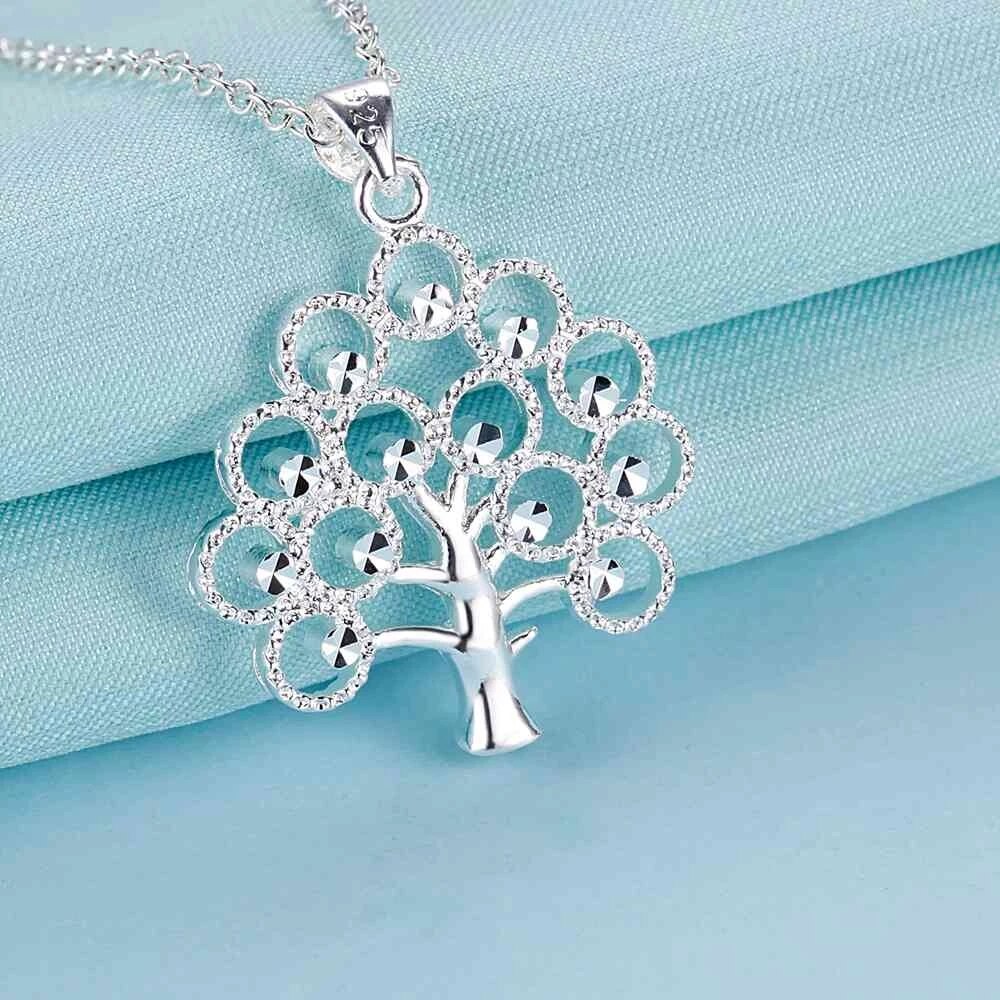 925 sterling silver Beautiful tree pendant necklaces earrings jewelry sets for women party wedding engagement gifts