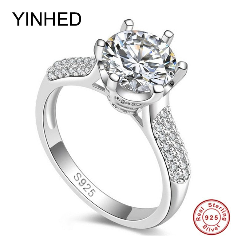 95% OFF! 2ct Round SONA CZ Diamant Engagement Ring Solid 925 Sterling Silver Wedding Rings For Women Stamp S925 ZR156