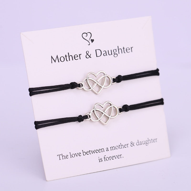 (A SET) Mother Daughter Infinity Heart Bracelets Adjustable Rope Bracelet Women Girl  Jewelry Drop Shipping