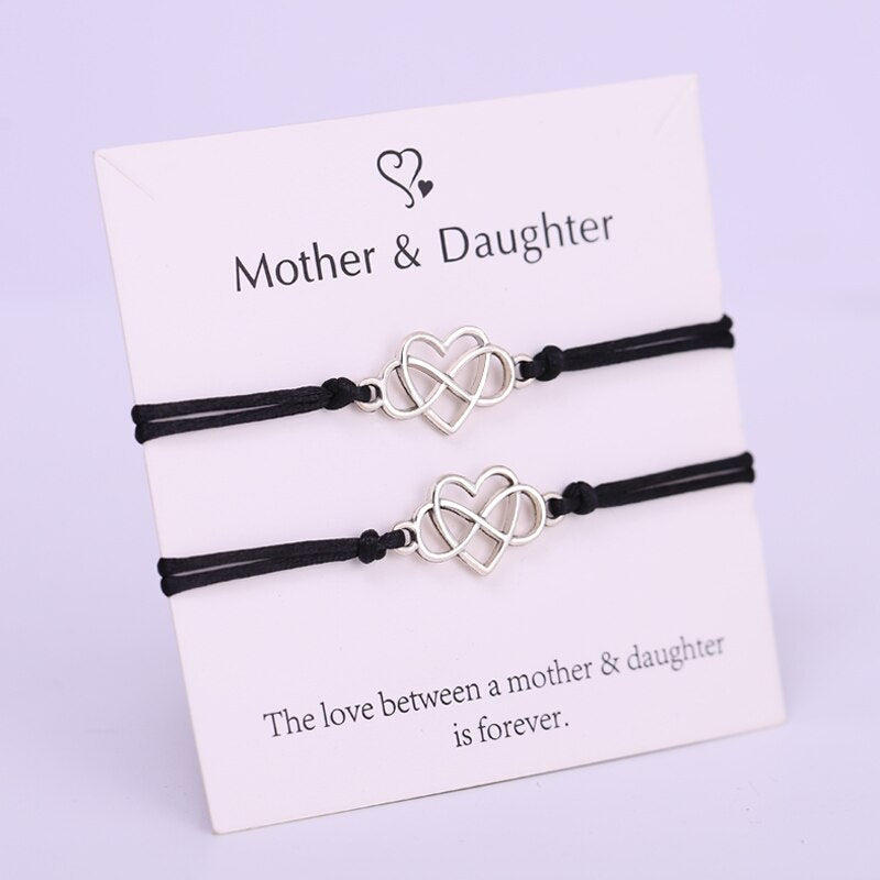 (A SET) Mother Daughter Infinity Heart Bracelets Adjustable Rope Bracelet Women Girl  Jewelry Drop Shipping