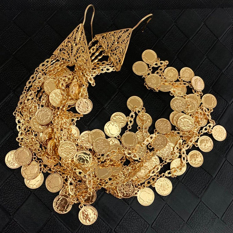 Algeria Wedding Necklace Big Size Custom Necklace Napoleon Figure Coin Pendant Layers Bridal Jewelry Necklace European Fashion