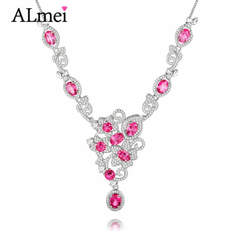 0.6ct Topaz Long Necklace Silver 925 Luxury Flower Jewelry Crystal Choker Pendant Ladies Wedding with Free Box 40% FN026