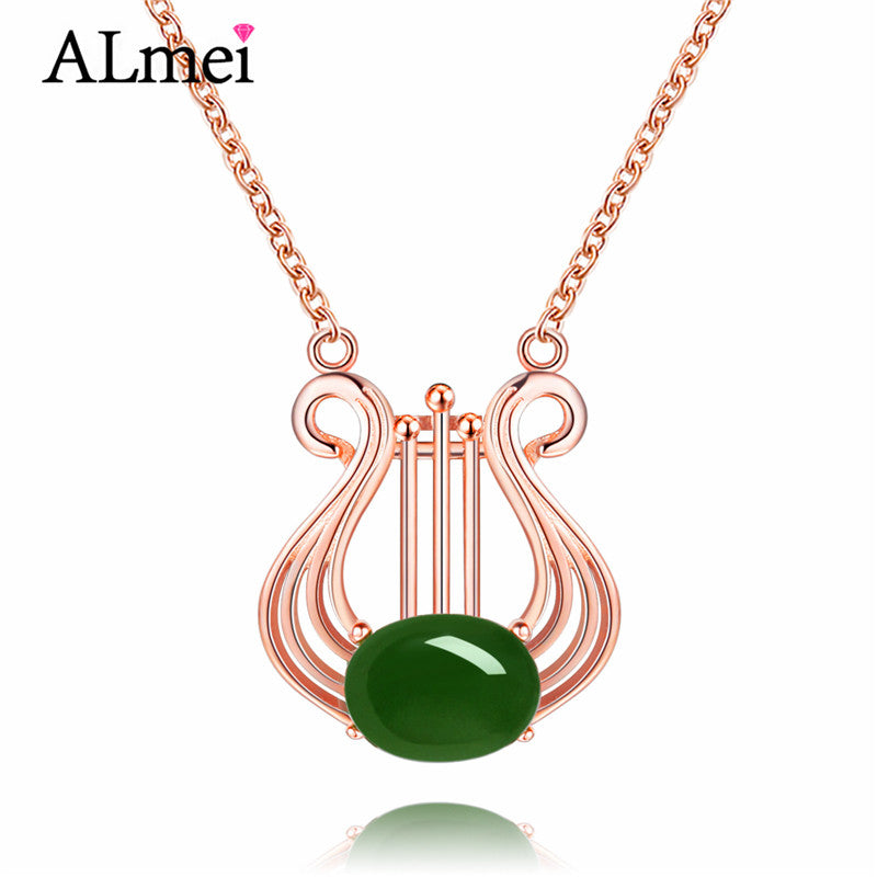 1.2ct Jasper Real 925 Sterling Silver Jewelry Green Crystal Natural Stone Pendant Necklace for Women with Box 40% FN028