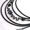 Amorcome Hyperbole Rubber Long Necklaces for Women Punk Black Beads Leather Chains Pendant Necklace Gothic Clothes Accessories