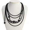 Amorcome Hyperbole Rubber Long Necklaces for Women Punk Black Beads Leather Chains Pendant Necklace Gothic Clothes Accessories