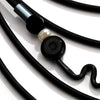 Amorcome Hyperbole Rubber Long Necklaces for Women Punk Black Beads Leather Chains Pendant Necklace Gothic Clothes Accessories