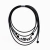 Amorcome Hyperbole Rubber Long Necklaces for Women Punk Black Beads Leather Chains Pendant Necklace Gothic Clothes Accessories