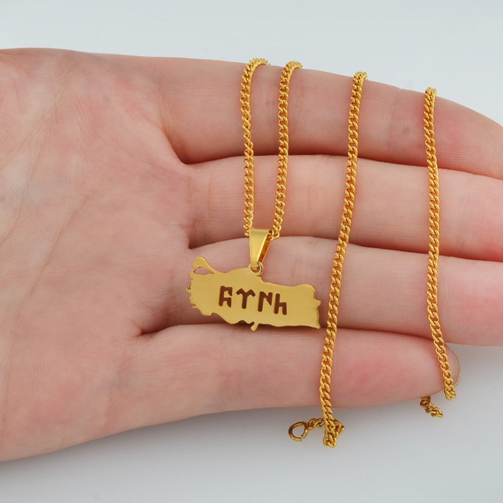 Andros Turkey Pendants Necklace For Women Girls Charm Turk Map Jewelry
