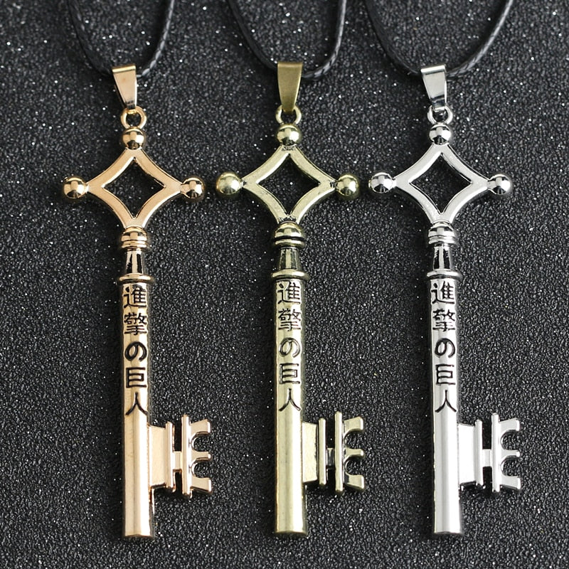 Attack On Titan Necklace Eren Key Shingeki No Kyojin Pendant  Vintage Retro Anime Jewelry For Men Cosplay