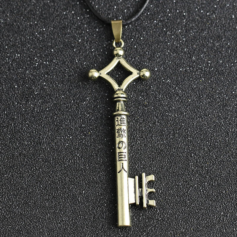 Attack On Titan Necklace Eren Key Shingeki No Kyojin Pendant  Vintage Retro Anime Jewelry For Men Cosplay