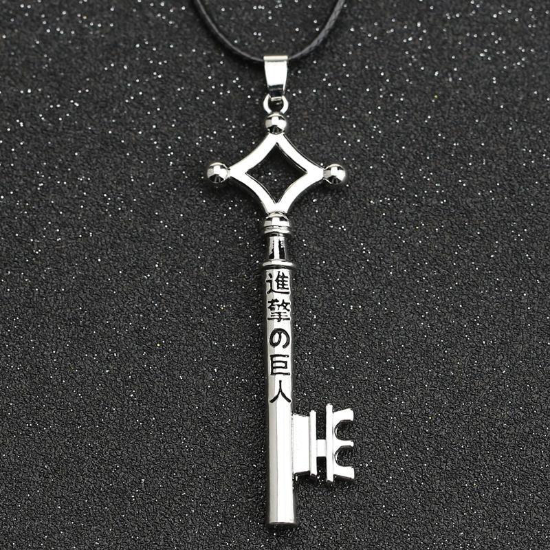Attack On Titan Necklace Eren Key Shingeki No Kyojin Pendant  Vintage Retro Anime Jewelry For Men Cosplay