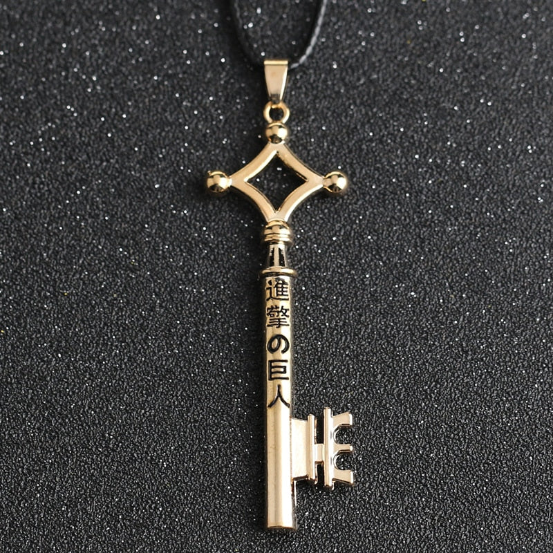 Attack On Titan Necklace Eren Key Shingeki No Kyojin Pendant  Vintage Retro Anime Jewelry For Men Cosplay