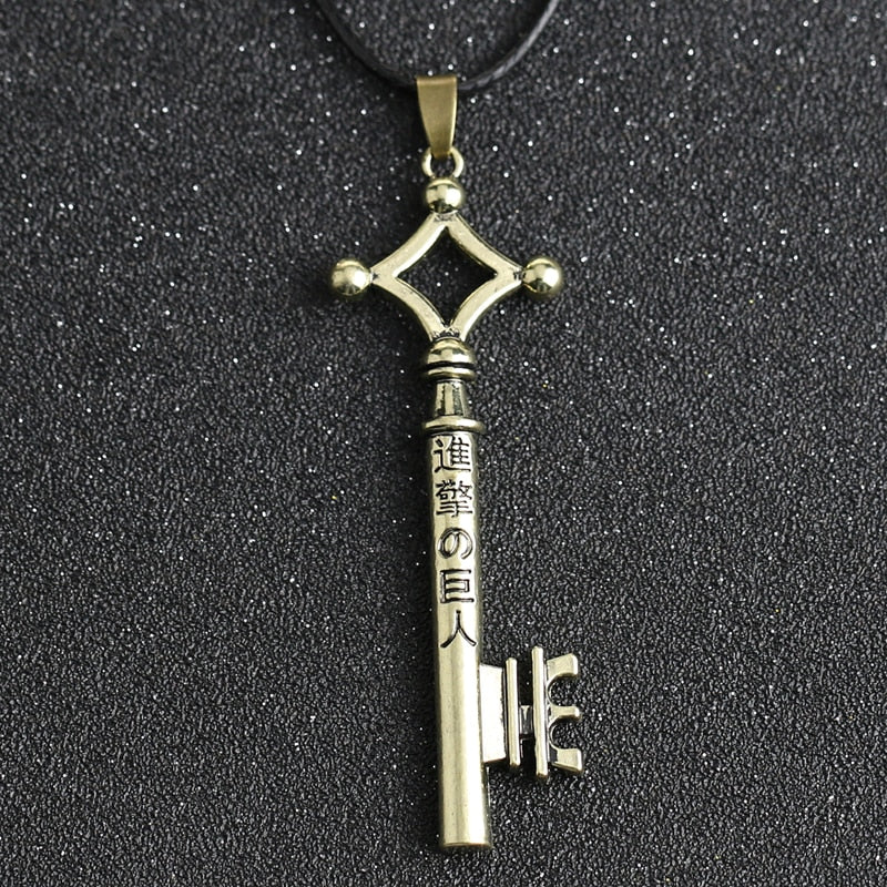 Attack On Titan Necklace Eren Key Shingeki No Kyojin Pendant  Vintage Retro Anime Jewelry For Men Cosplay