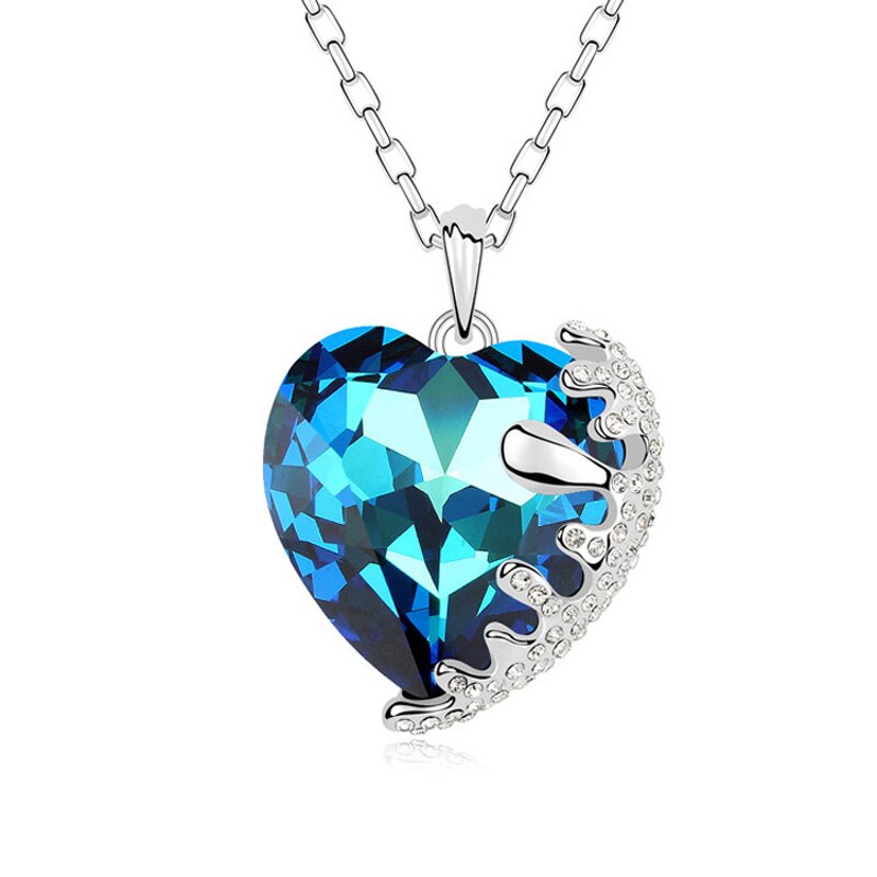 BAFFIN Crystal Heart Pendant Maxi Necklace For Women Wedding Party Accessories Gift Jewelry Made With Swarovski Elements