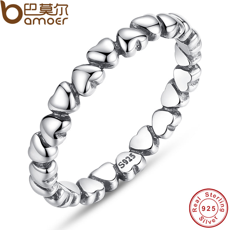 925 100% Solid Sterling Silver Forever Love Heart Finger Ring Original Jewelry NewYear & Valentine's D Gift PA7108