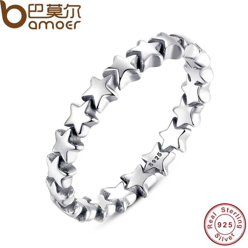 Star Trail Stackable Finger Ring For Women Wedding 100% 925 Sterling Silver Jewelry 2020 HOT SELL PA7151