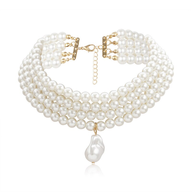 Baroque Abnormity Pearl Necklace  European American Style Personality Chain Of Clavicle Ms Travel Wedding Accessories