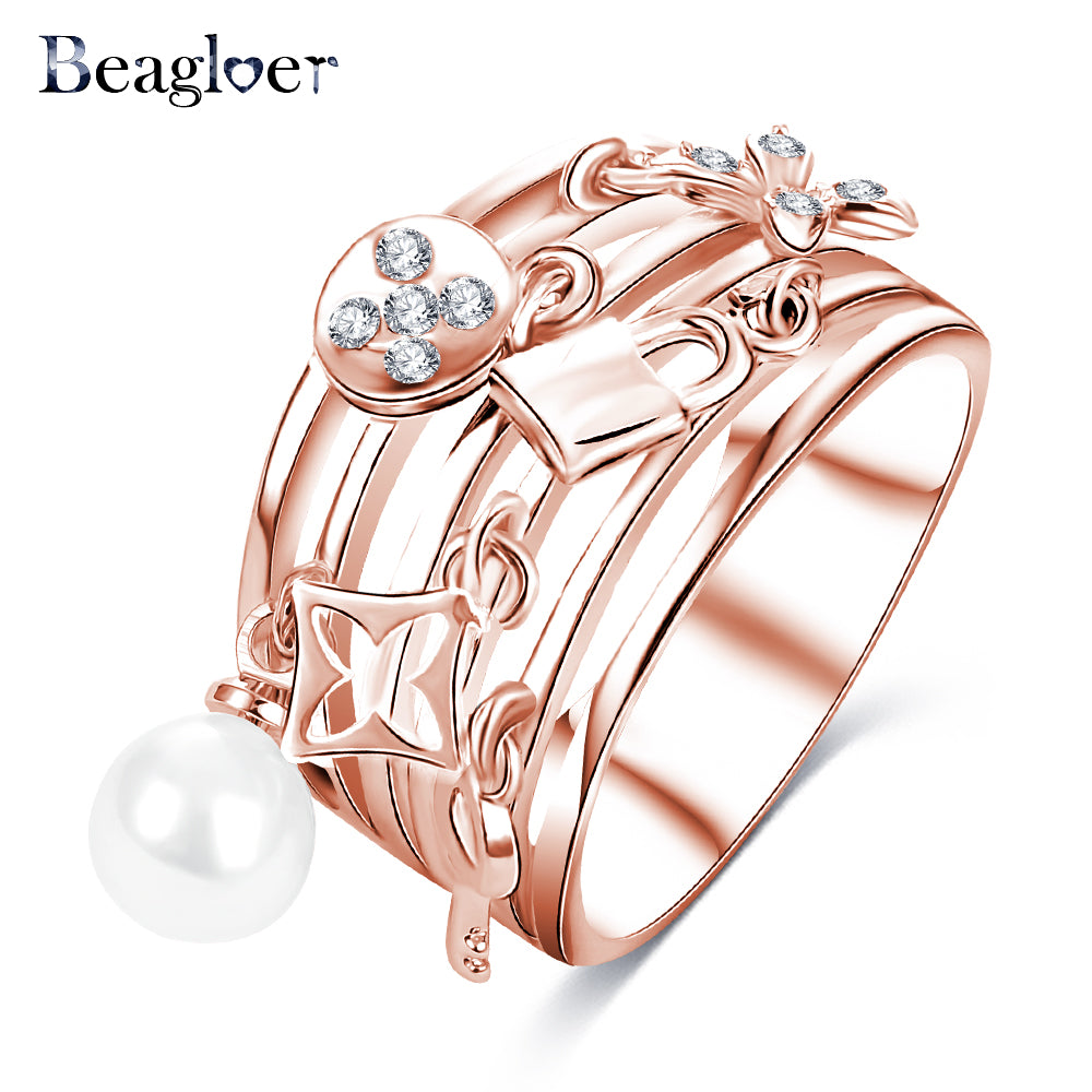 2020 New Arrival Delicate Ring Rose Gold Color Ring Unique Hollow Design Fine Jewelry CRI0419-B