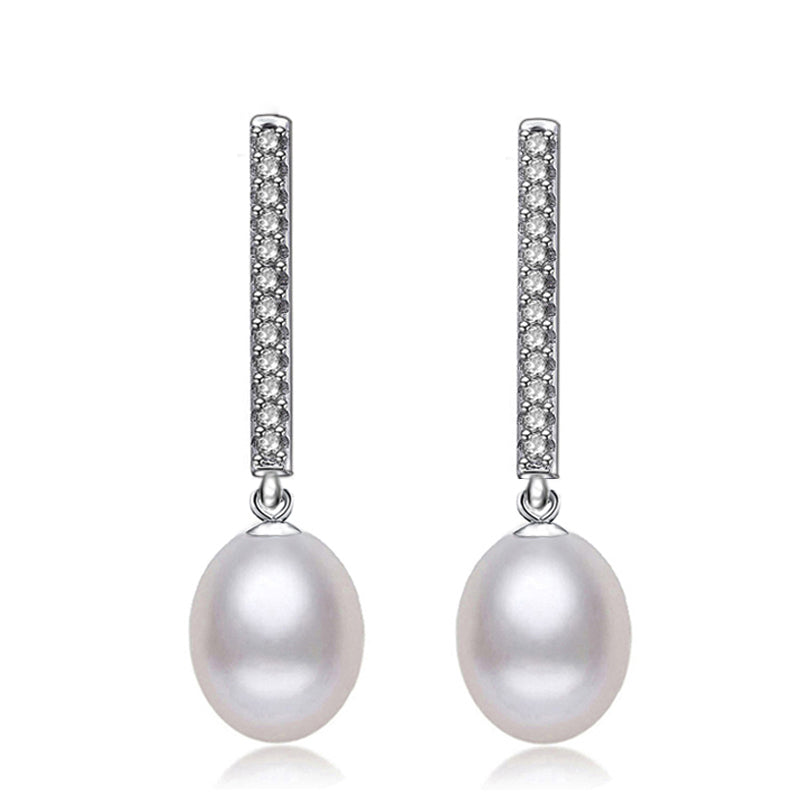 Beautiful 925 sterling silver earrings women,wedding cultured natural black pearl earrings