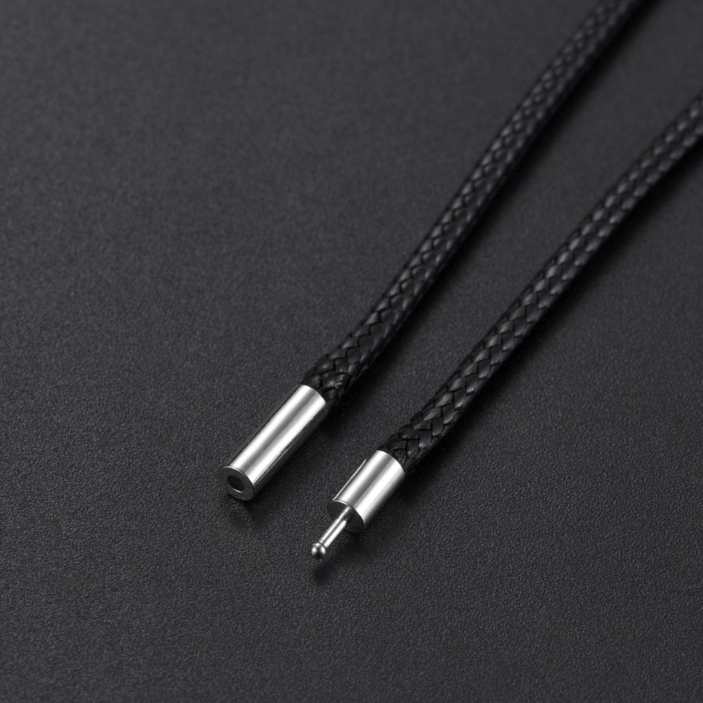 Black Red Braided Genuine Leather Chain Necklaces for Women Men Stainless Steel Magnetic Buckle 40-80 cm DIY Jewelry Gift 2021