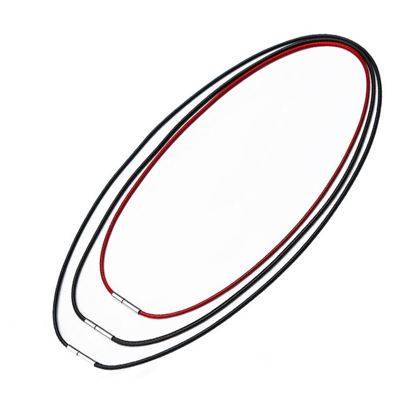 Black Red Braided Genuine Leather Chain Necklaces for Women Men Stainless Steel Magnetic Buckle 40-80 cm DIY Jewelry Gift 2021