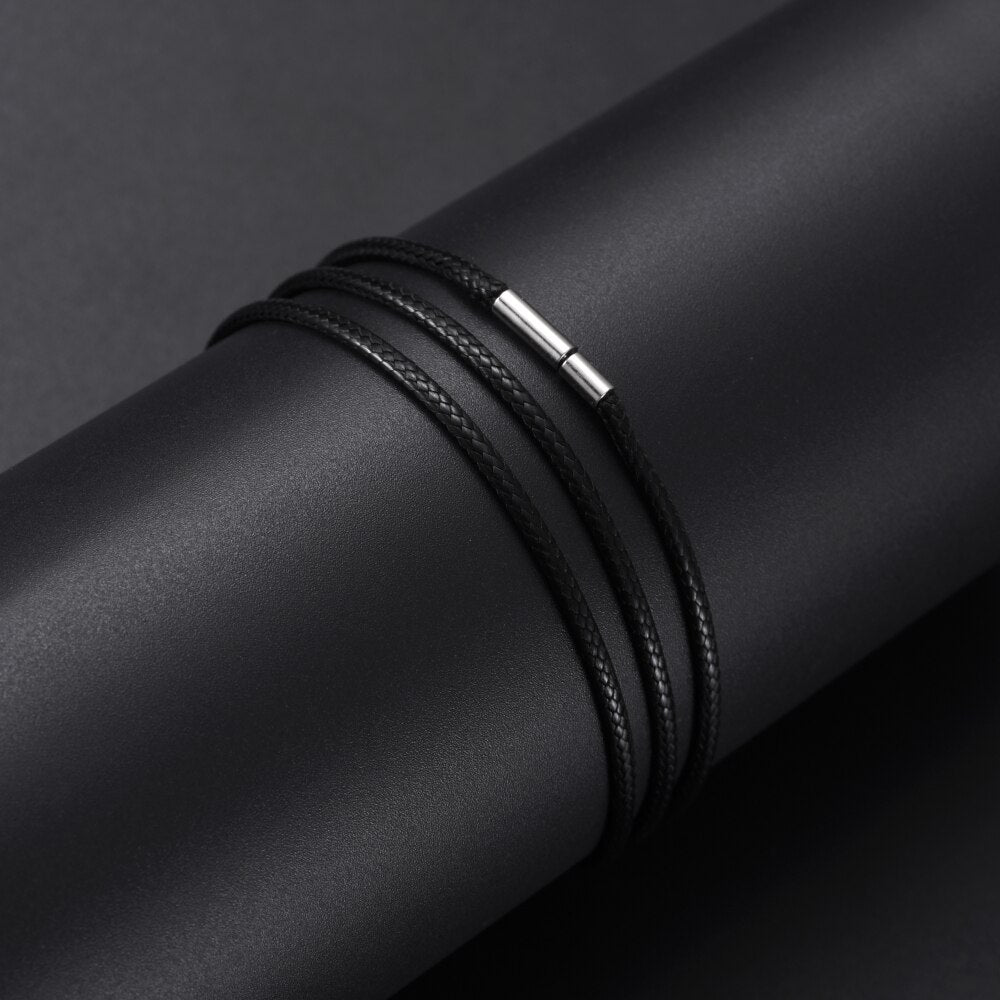 Black Red Braided Genuine Leather Chain Necklaces for Women Men Stainless Steel Magnetic Buckle 40-80 cm DIY Jewelry Gift 2021