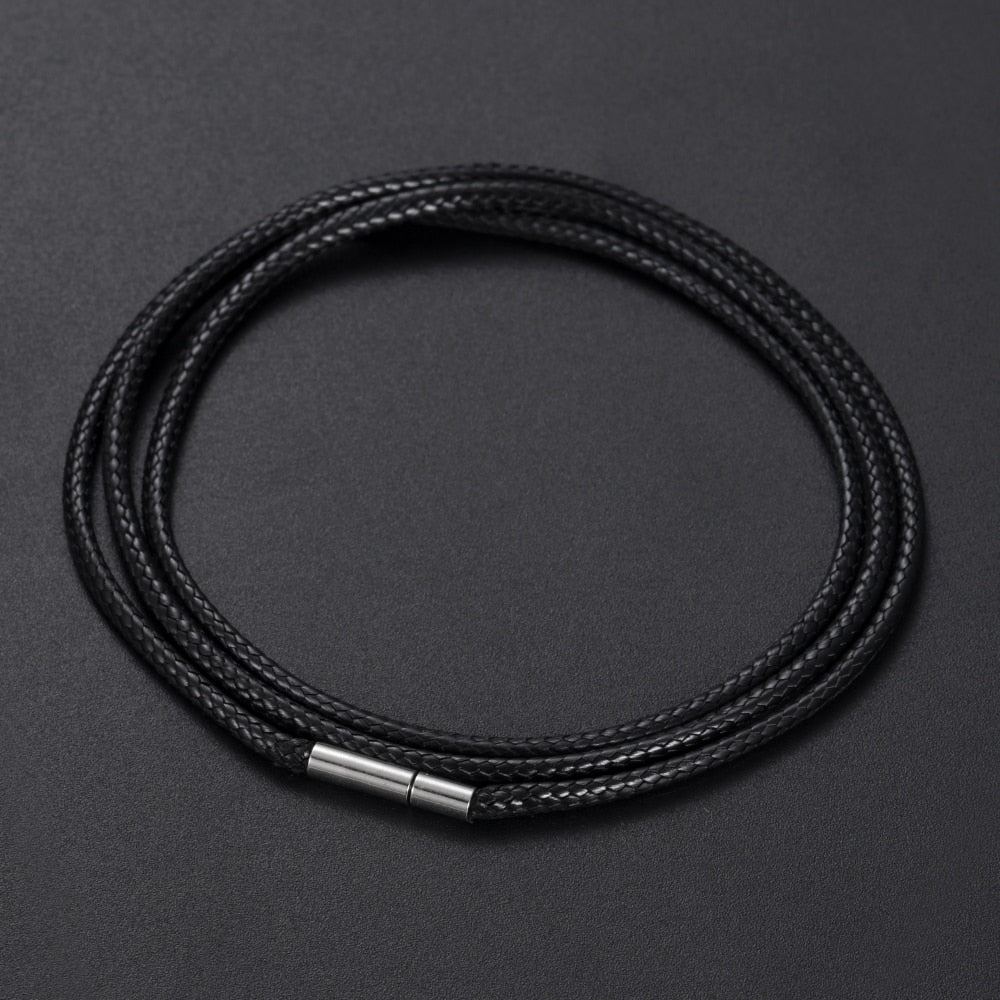 Black Red Braided Genuine Leather Chain Necklaces for Women Men Stainless Steel Magnetic Buckle 40-80 cm DIY Jewelry Gift 2021