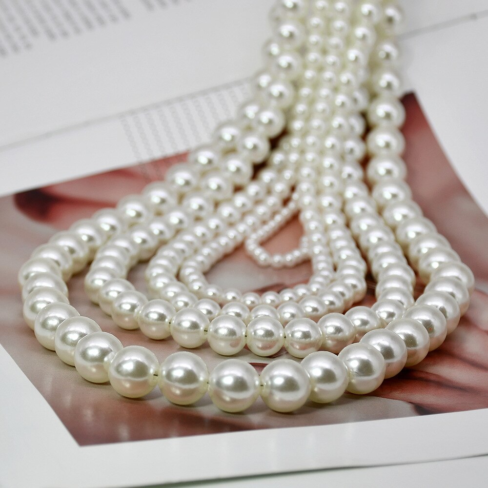 Bohemian Vintage Round Shape Pearls Choker 4MM /6MM/8MM /10MM /12MM Handmade DIY Pearl Beaded Wedding Party Statement Necklace