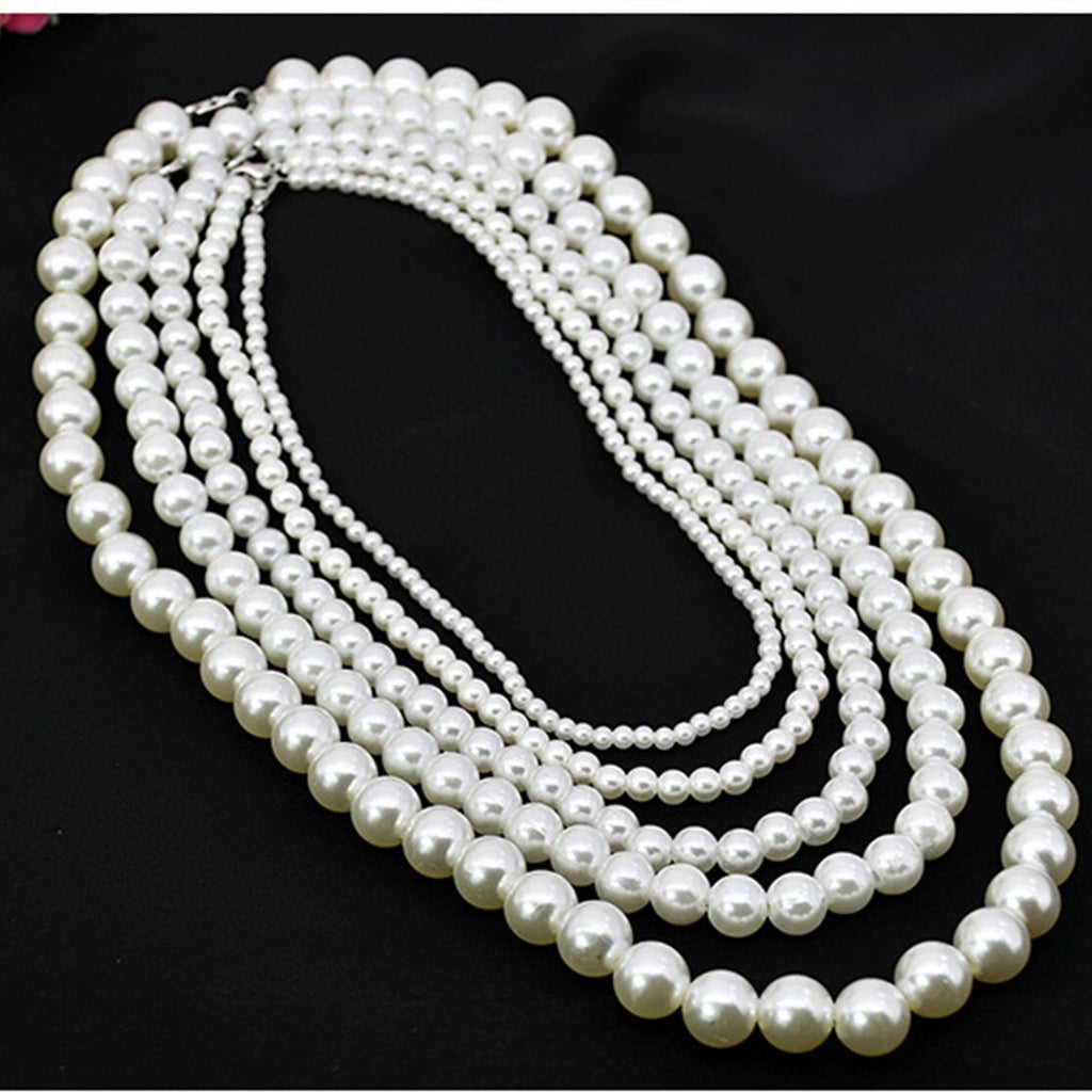 Bohemian Vintage Round Shape Pearls Choker 4MM /6MM/8MM /10MM /12MM Handmade DIY Pearl Beaded Wedding Party Statement Necklace