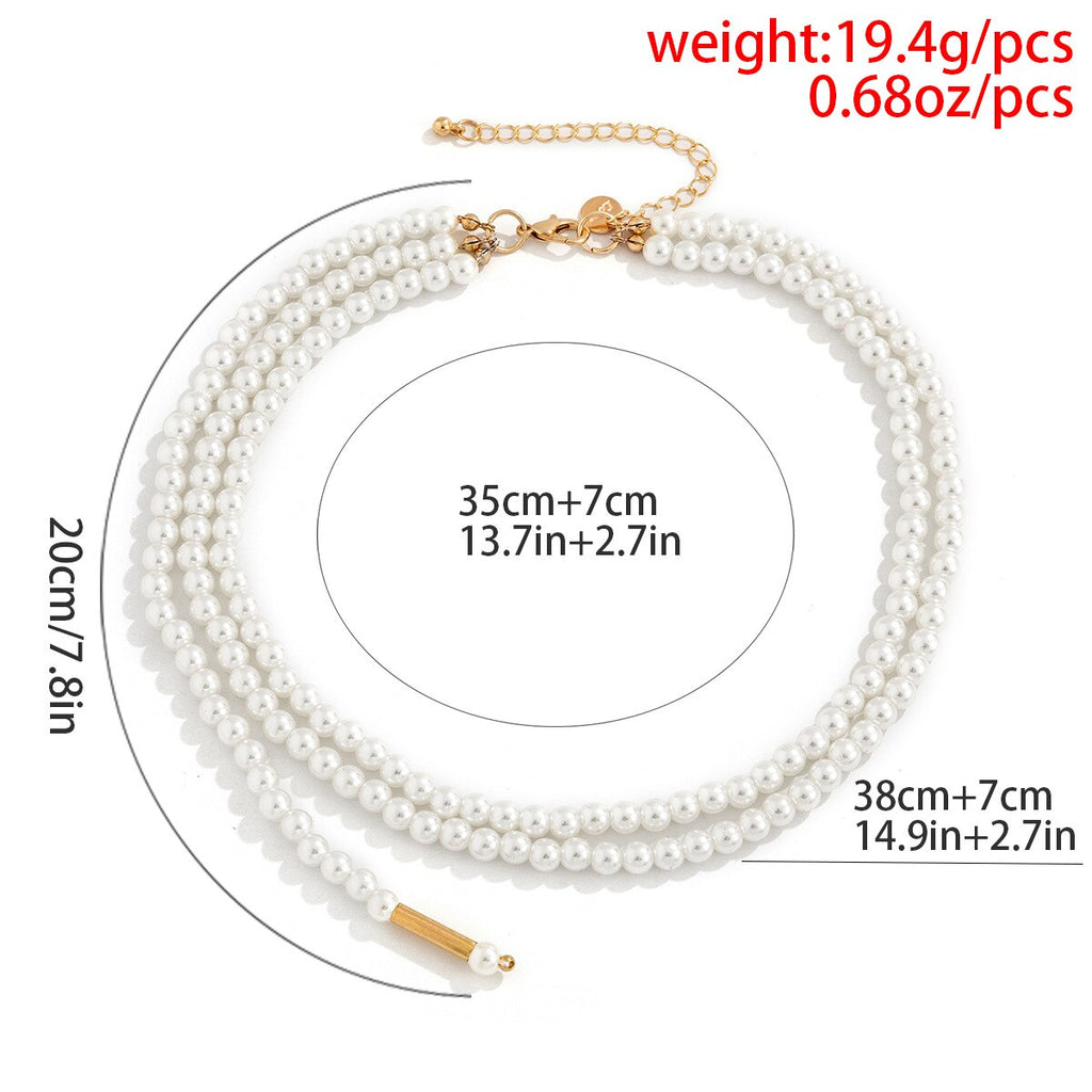 Boho Multi Layered Imitation Pearl Choker Necklace Long Statement Collar Clavicle Necklaces Women Bridal Wedding Party Jewelry