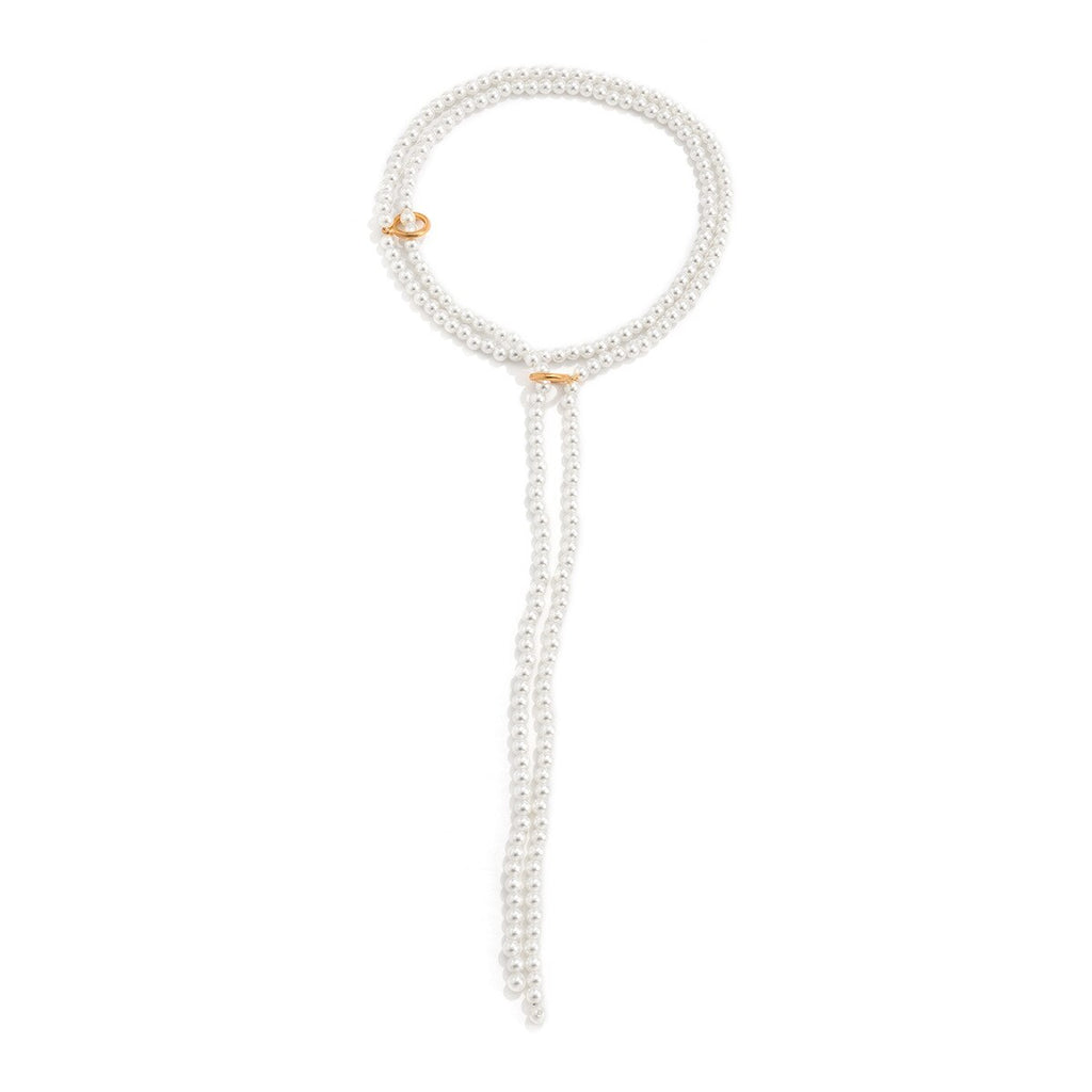 Boho Multi Layered Imitation Pearl Choker Necklace Long Statement Collar Clavicle Necklaces Women Bridal Wedding Party Jewelry