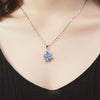 Butterfly Modelling CZ Blue Crystal Pendant Women Water Drop Shaped AAA Zircon Clavicle Chain for Women Wedding Jewelry